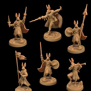 Rabbitfolk Heroes | 3D Printed | Dungeons and Dragons | Bunny | Mini | Dnd | Miniature | Fantasy | Dragon Trapper&#39;s | RPG