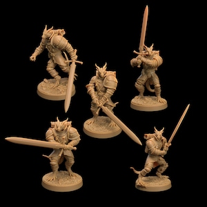 Draxi Soldiers | 3D Printed | Dungeons and Dragons | Dragonborn | Fighter | Mini | Dnd | Miniature | Fantasy | Dragon Trapper&#39;s | RPG