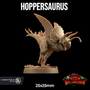 Hoppersaurus | 3D Printed | Dungeons and Dragons | Dinosaur | Mini | Dnd | Miniature | Fantasy | Dragon Trapper&#39;s | RPG | Lizard | Familiar