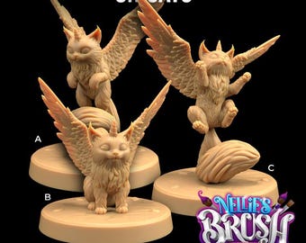 Unicats | 3D Printed | Dungeons and Dragons | Familiar | Cat | Mini | Dnd | Miniature | Fantasy | Dragon Trapper's | RPG | Cute | Unicorn