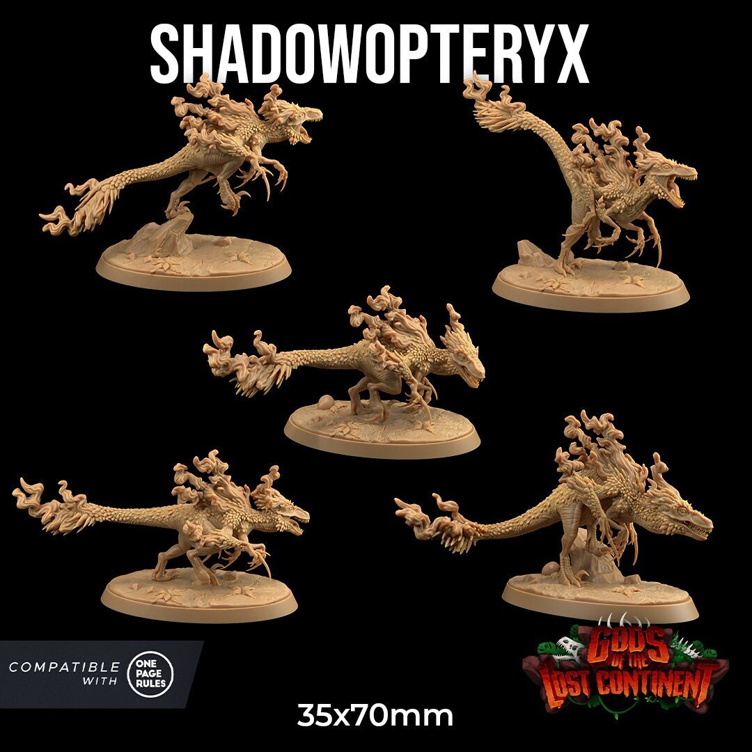 Shadowpteryx | 3D Printed | Dungeons and Dragons | Dinosaur | Raptor | Mini | Dnd | Miniature | Fantasy | Dragon Trapper's | RPG | Monster