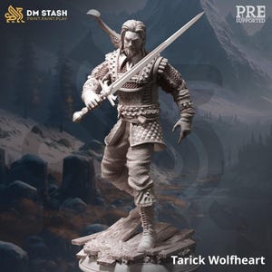 Tarick Wolfheart | 3D Printed | Dungeons and Dragons | Mini | Dnd | Miniature | Fantasy | DM Stash | RPG | Human | Fighter