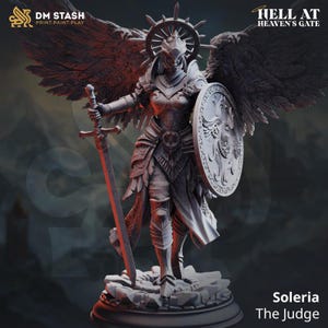 Soleria – The Judge | 3D Printed | Dungeons and Dragons | Mini | Dnd | Miniature | Fantasy | DM Stash | Angel | Aasimar | Paladin | Knight