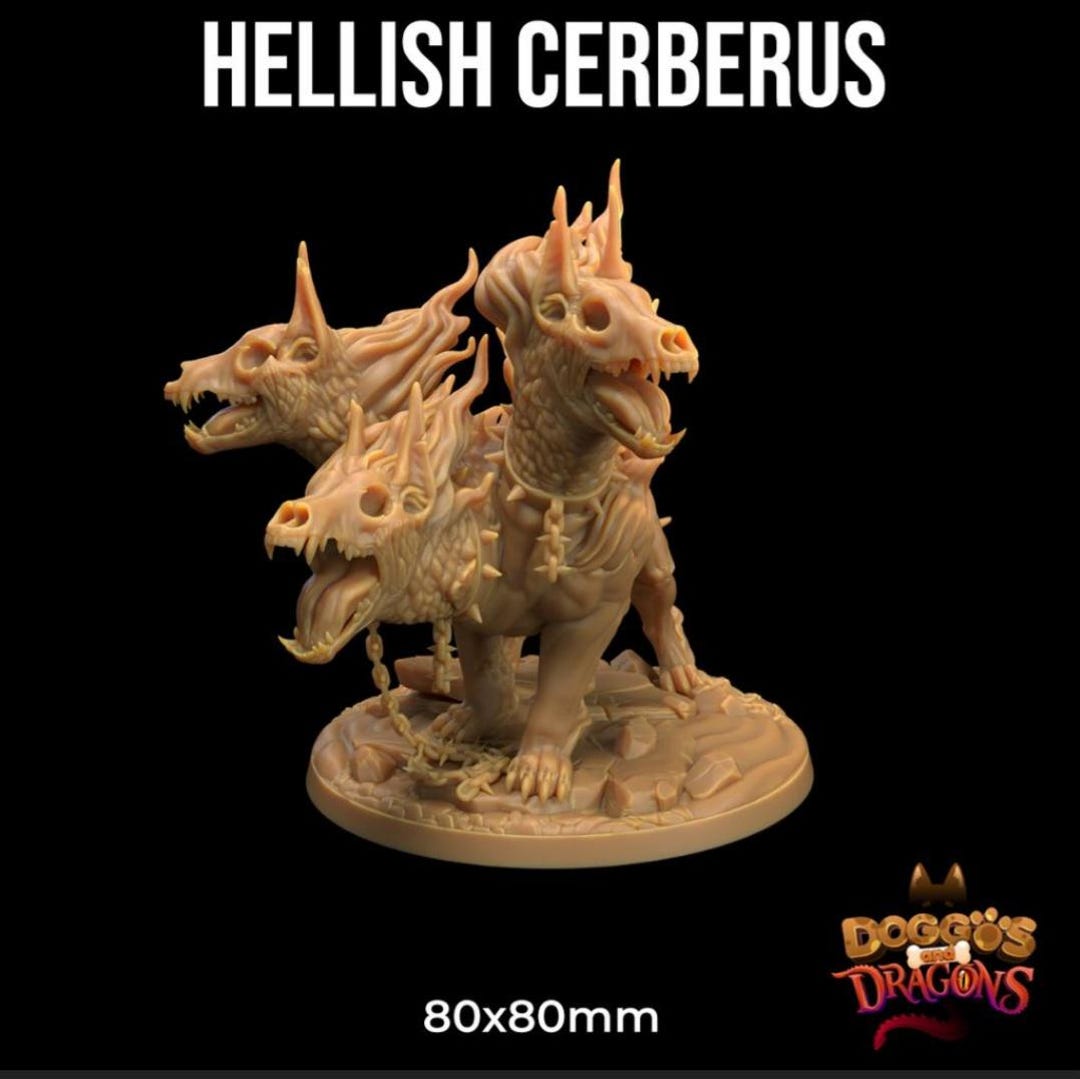 Hellfire Cerberus | 3D Printed | Dungeons and Dragons | Wolf | Mini ...