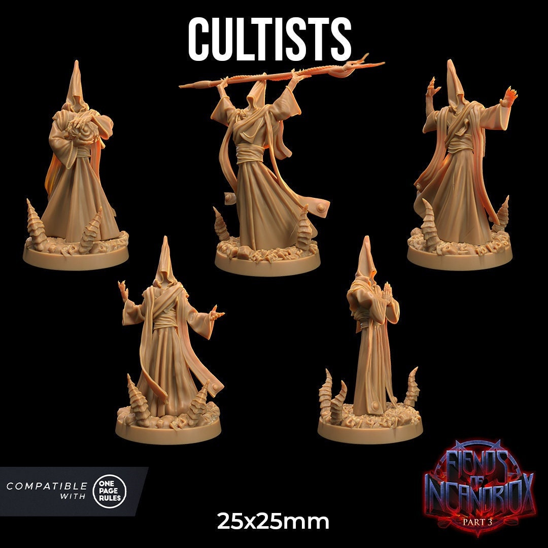 Foulmaw Dragon Cultists | 3D Printed | Dungeons and Dragons | Sorcerer | Mini | Dnd | Mage | Miniature | Fantasy | Dragon Trapper's | RPG |