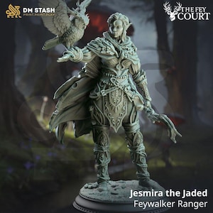 Jesmira the Jaded – Feywalker Ranger | 3D Printed | Dungeons and Dragons | Mini | Dnd | Miniature | Fantasy | DM Stash | Druid | Archer