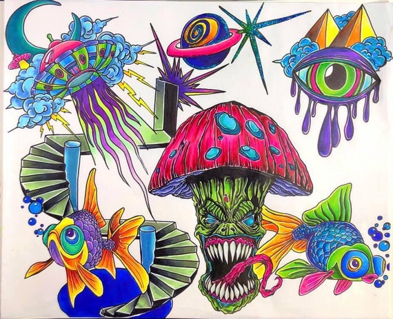 Trippy drawing | Etsy