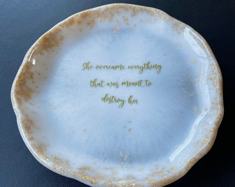Glitter White with Gold and small quote Jewellery Dish