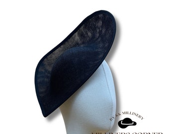 Petite soucoupe pointue Buckram Fascinator Hat Base pour chapellerie - Noir