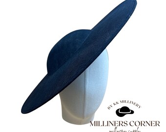 Round Saucer Buckram Fascinator Hat Base for Millinery - Black