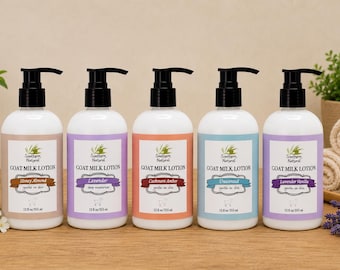 Goat Milk Lotion for Dry Skin | Handmade Body Lotion  | Honey Almond Lavender Unscented Cashmere Amber Lavender Vanilla