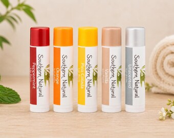 Moisturizing Lip Balm | Natural Lip Care | Handmade Beeswax and Shea Butter Lip Balm | Peppermint Vanilla Orange Pina Colada Unscented