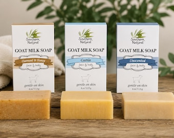 Unscented Goat Milk Soap | Gentle Handmade Soap for Sensitive Skin | Fragrance Free Soap Bar | Castile Goat Milk Soap