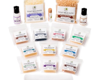 Goat Milk Soap, Goat Milk Lotion, Natural Milk Bath, Natural Lip Balm Sampler Set