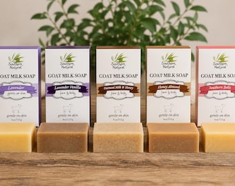Goat Milk Soap | Handmade Soap Gift Set | Lavender Vanilla Soap | Oatmeal Milk & Honey Soap | Moisturizing Bar Soap