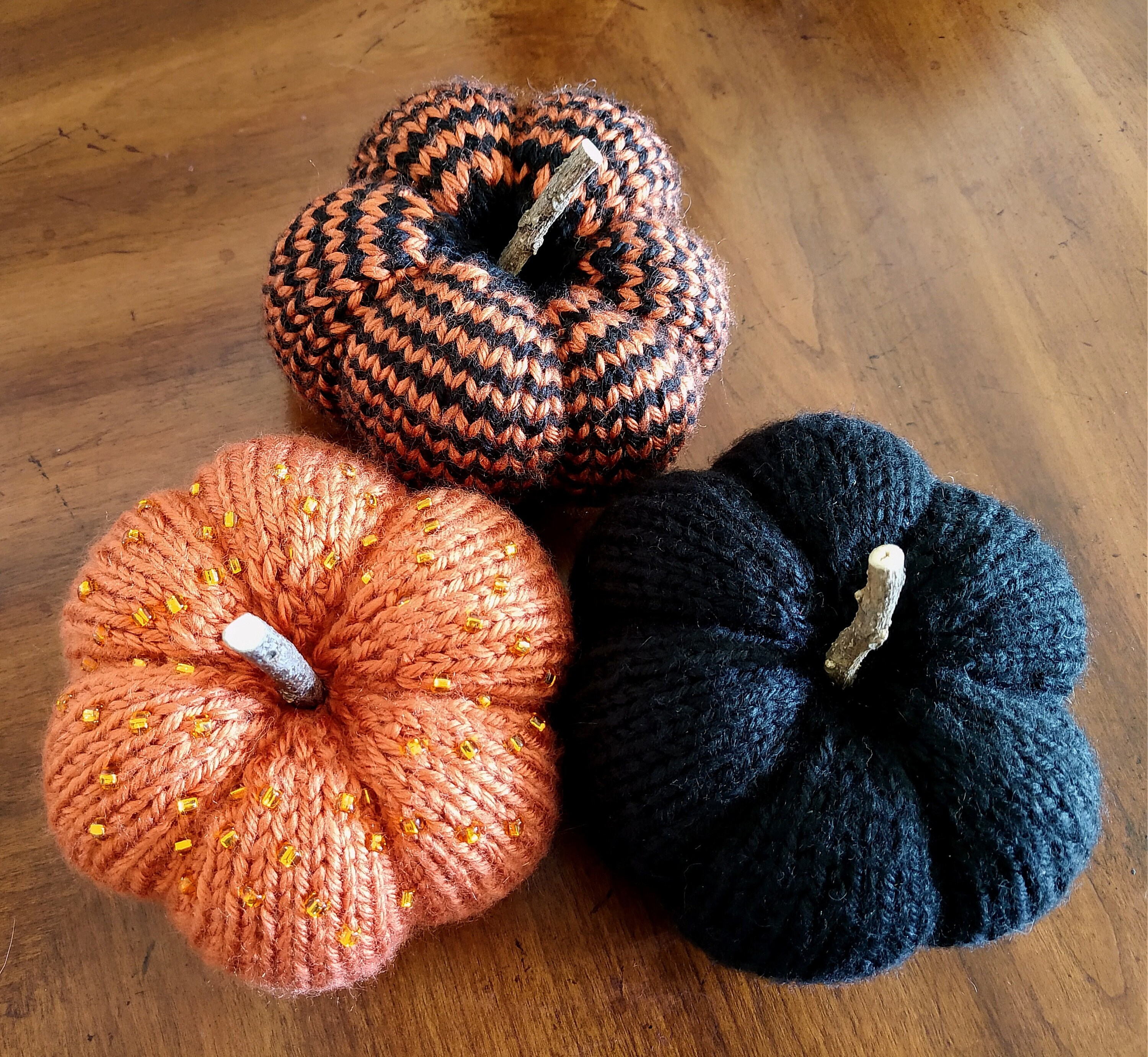 Hand Knit Pumpkin Patch Set of 3 Knit Pumpkins Stuffed Etsy