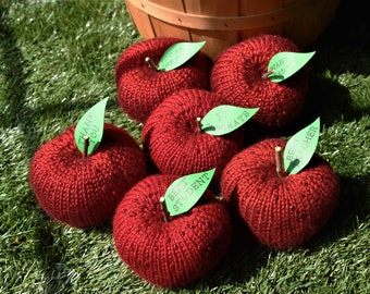 Thank You, Best Student, Congrats, Red Apple Hand Knit with Beads, Student Gift, Grad Gift, Teacher Gift, Stuffed Apple