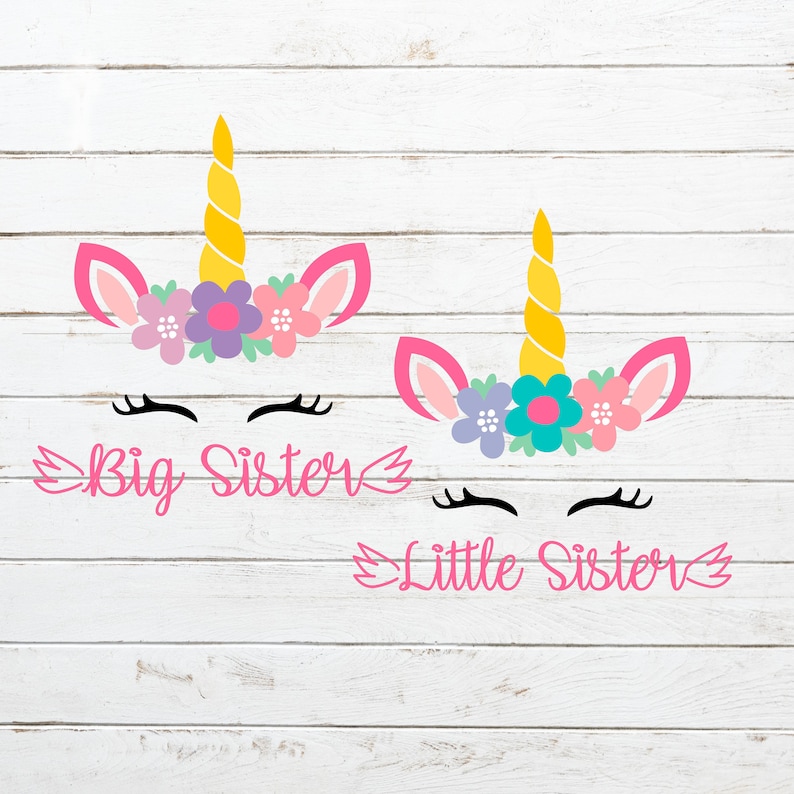 Unicorn Big Sister & Little Sister Svg Png Studio Files | Etsy