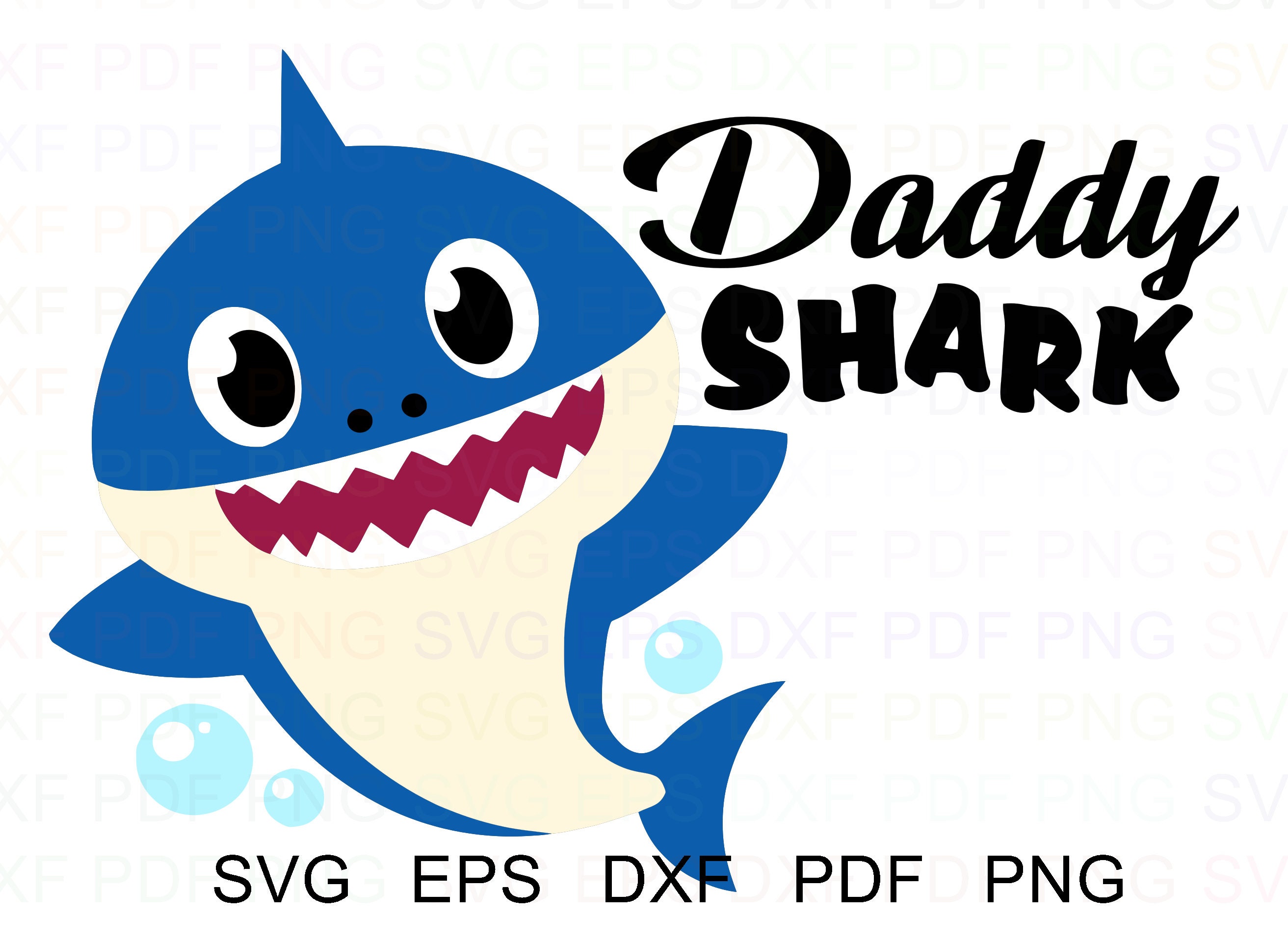 Download Daddy Shark With Bubbles Shark Family Vector Clipart Svg ...