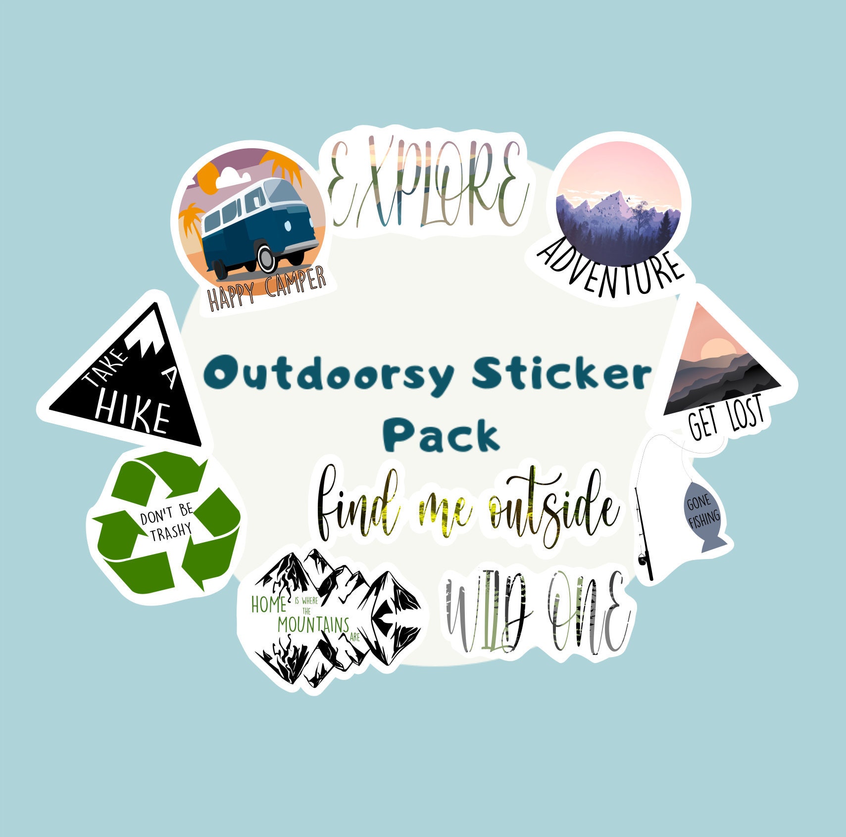 Outdoorsy Sticker Pack Nature Stickers Set of 10 Outdoor Etsy
