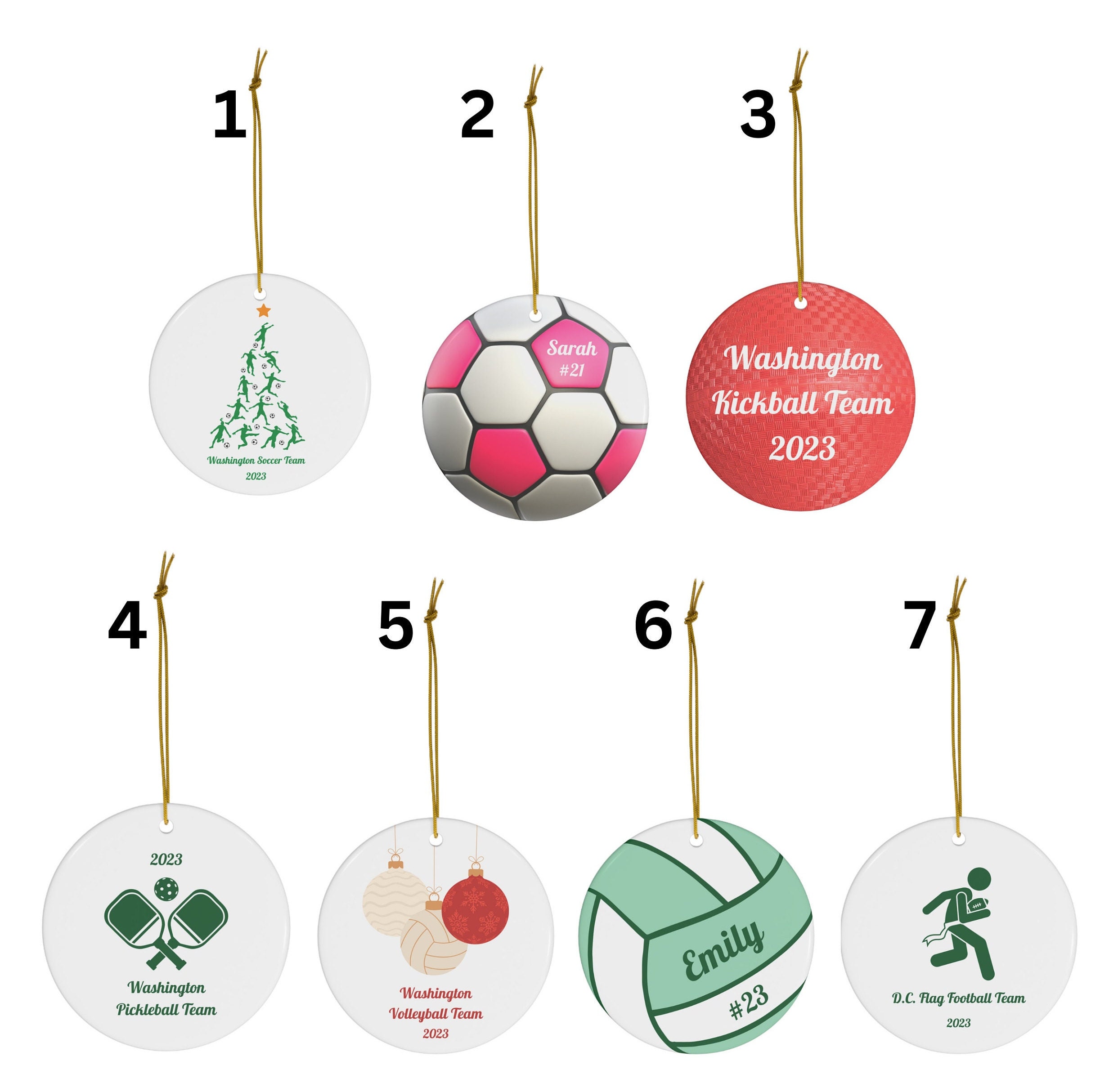 Personalized Kickball Ornament Kickball Christmas Ornament Sports