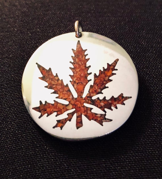 Marijuana Leaf Necklace Pewter Cannabis Leaf Penda