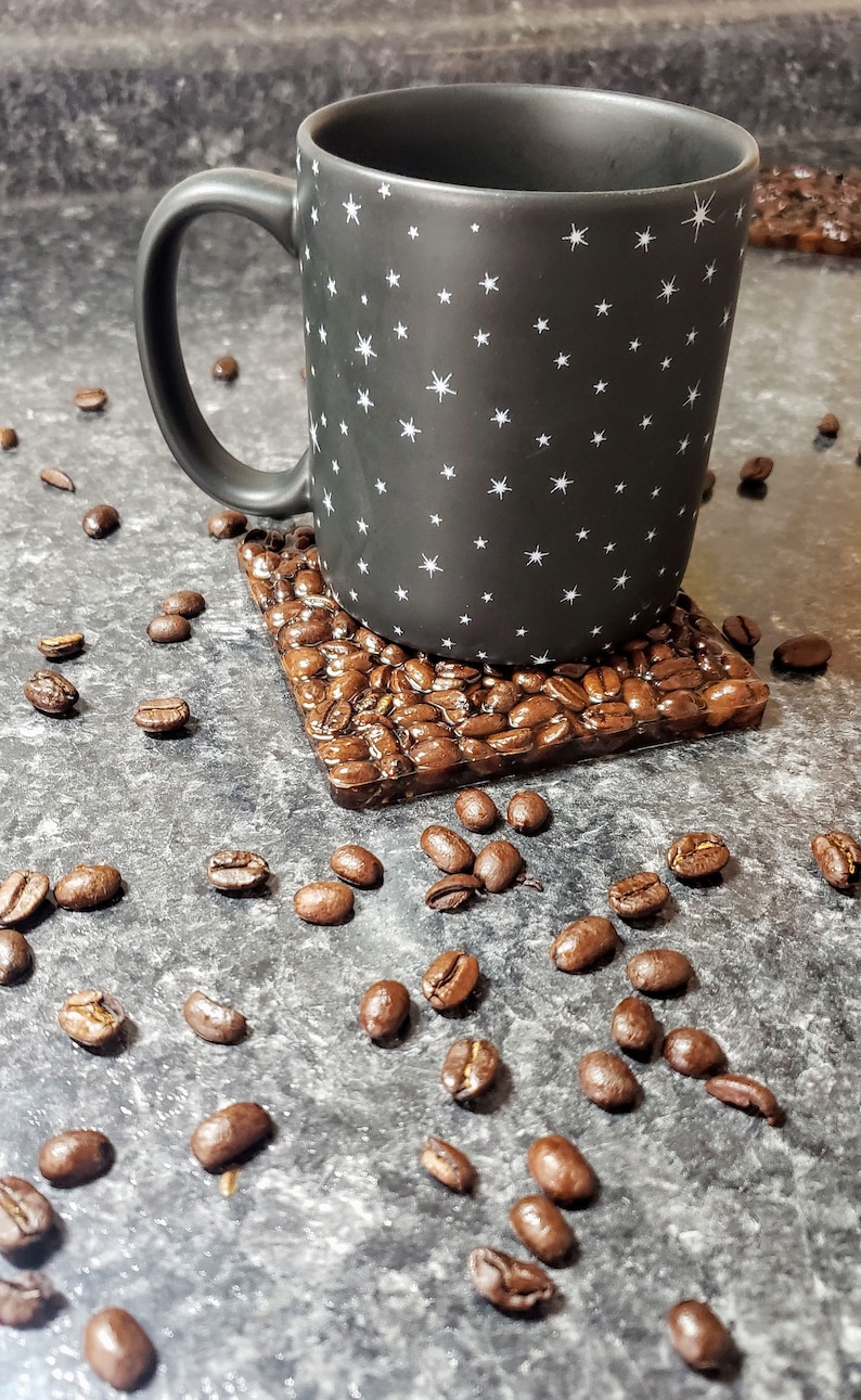 Coffee Bean Coasters / Set of 4 / Coaster / Epoxy Coaster / Etsy