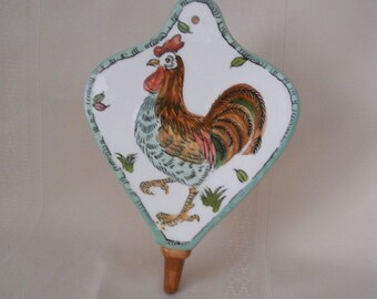 Lefton&#39;s Wall Pocket Chicken Design Pattern Shaped Like Bellow Green Brown White Red Japan