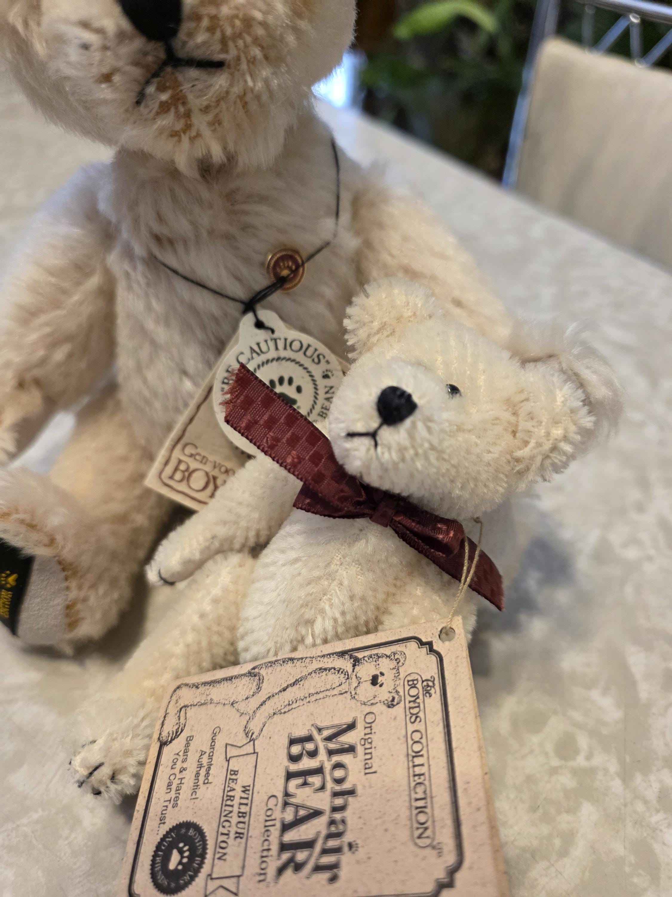 Boyds Mohair Teddy Bear Set: Teddy B & Wuzzie Wilbur, Vintage