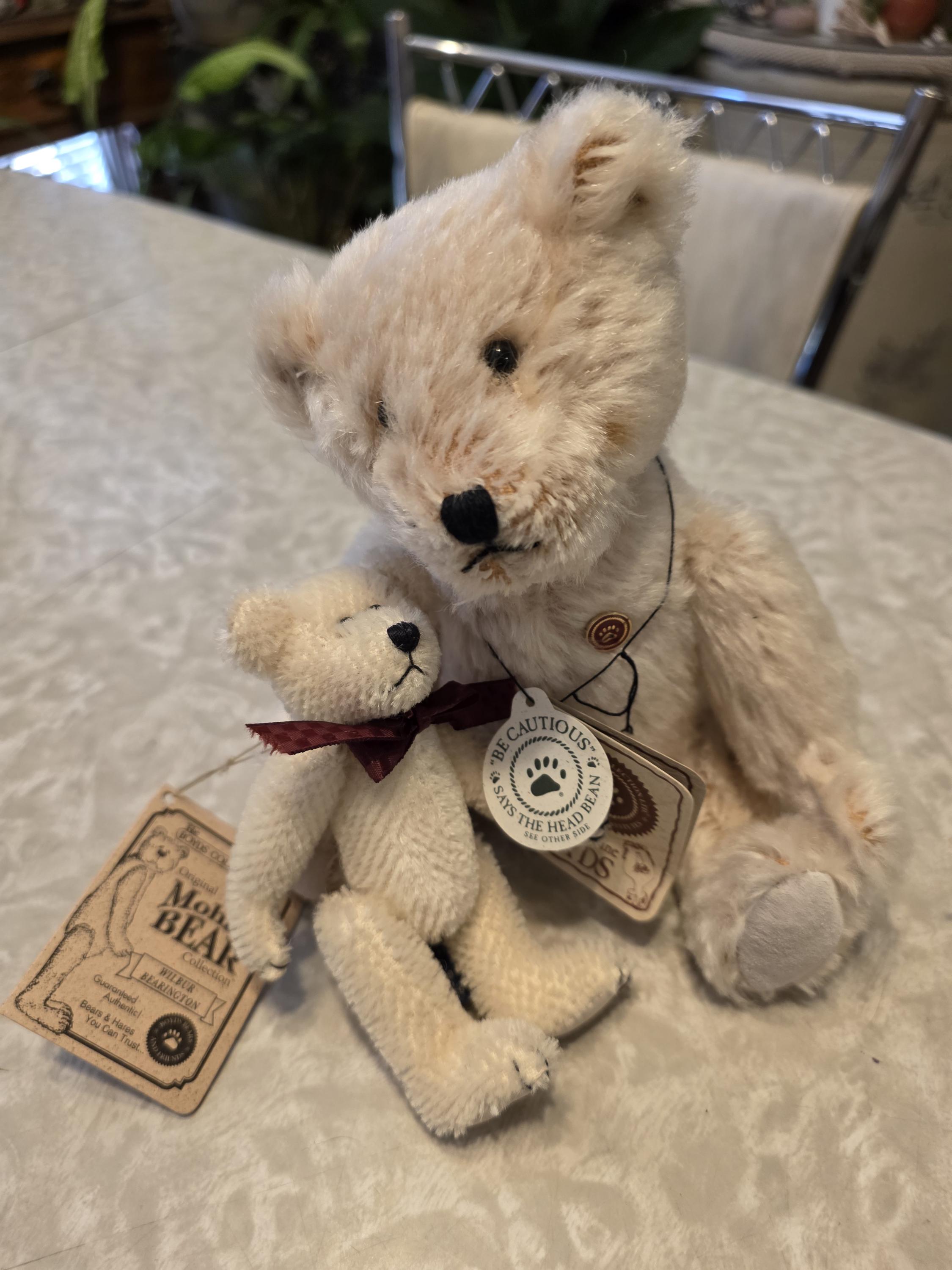 Boyds Mohair Teddy Bear Set: Teddy B & Wuzzie Wilbur, Vintage