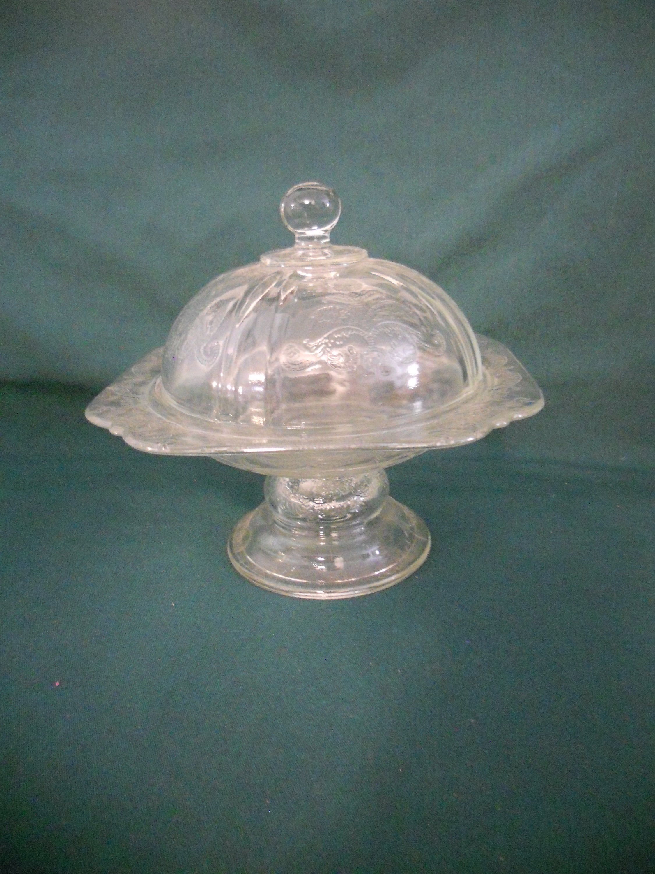 Vintage Clear Depression Glass 2 Piece Pedistal Candy Dish Etsy