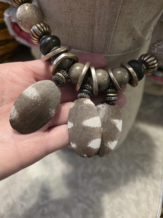 Chunky Statement Beaded Necklace Boho Tribal Insp… - image 7