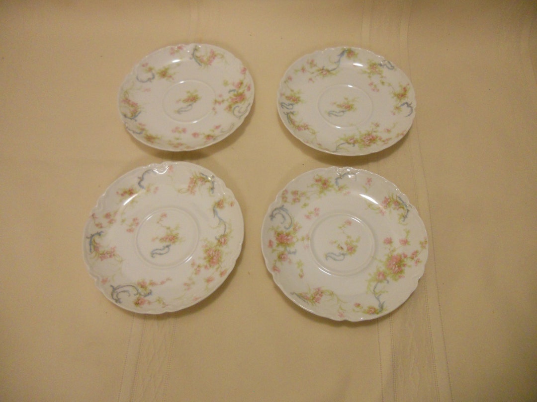 Vintage Haviland China Schleiger Pattern 4 Saucers Limoges France Pink