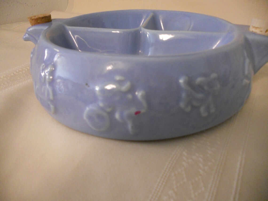 Vintage Hankscraft Blue Divided Heated Baby or Toddler Dish Etsy