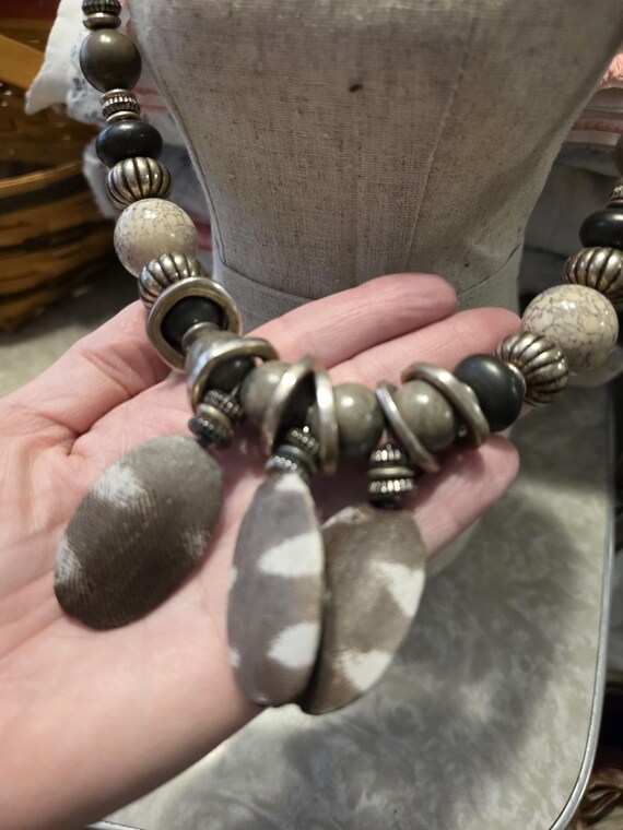 Chunky Statement Beaded Necklace Boho Tribal Insp… - image 8