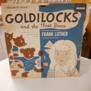 Goldilocks and the Three Bears Childrens Decca Unbreakable Record Two Sided USA with Jacket Cover
