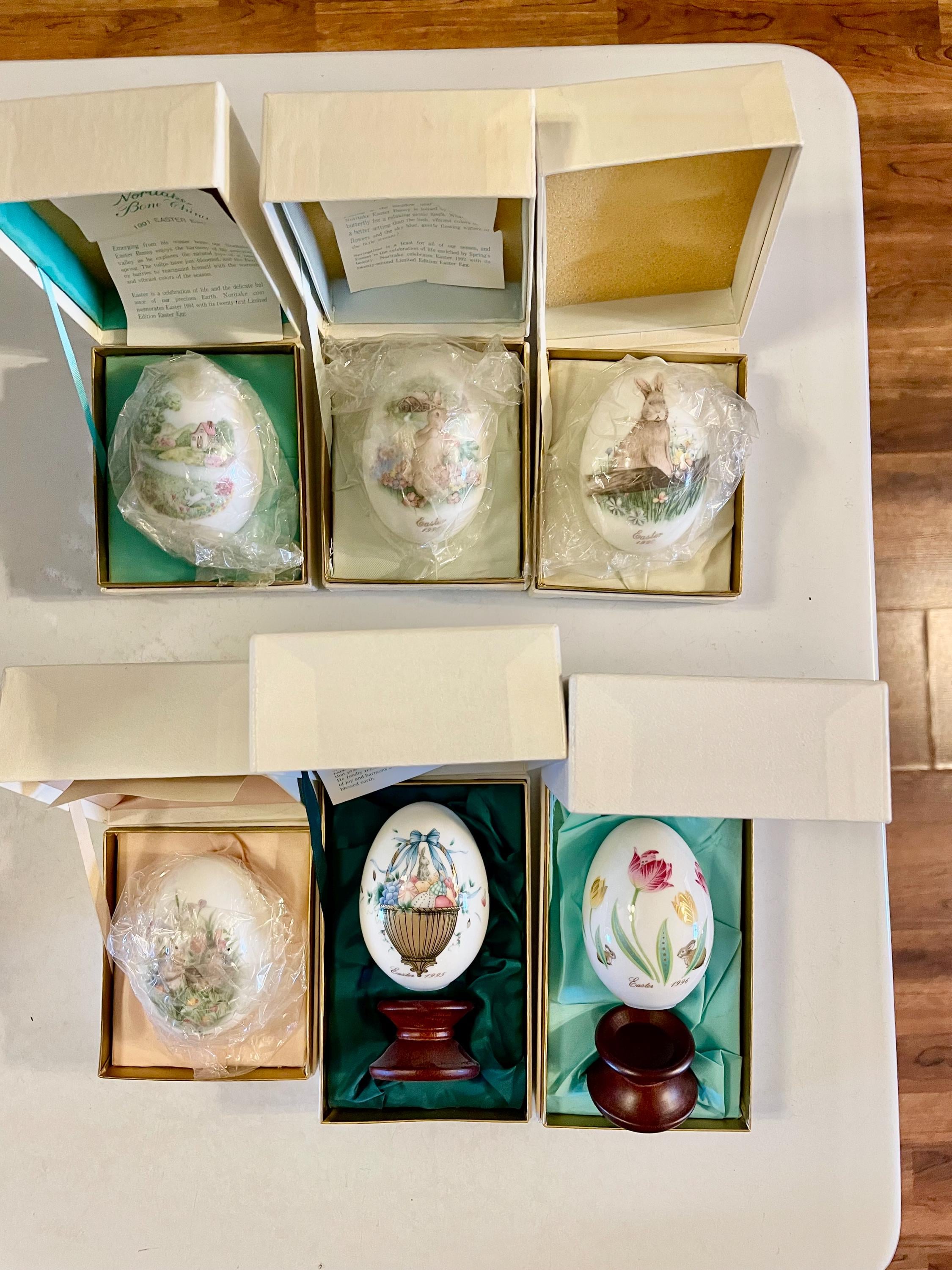 【希少】ヴィンテージ Noritake イースターエッグ ５種 Vintage Noritake Bone China Easter Egg, Limited Edition (1990-1996