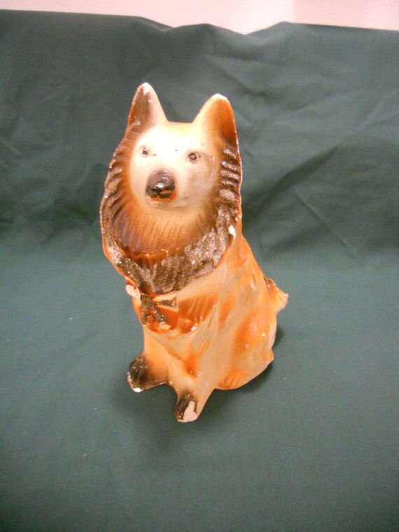 廃盤　新品タグ付き　 Medium Skiffles Dog Vintage Chalkware Collie Dog Figure, 1940s Carnival Prize - Etsy
