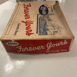 1958 Forever Yours Chocolate Candy Bar Display Box Top and Bottom ...
