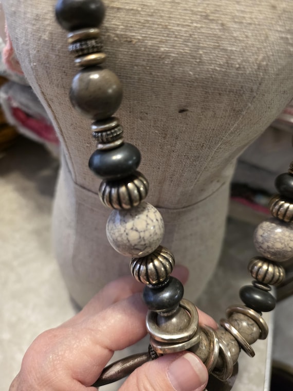 Chunky Statement Beaded Necklace Boho Tribal Insp… - image 10