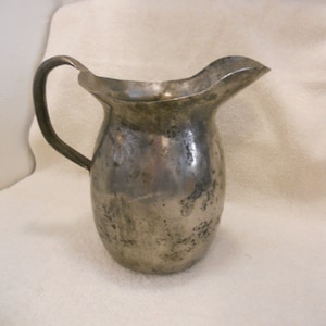 Polished Aluminum Silver Water Pitcher 9.25 inch Tall