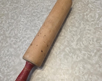 Red Handled Wood Rolling Pin 17-inch