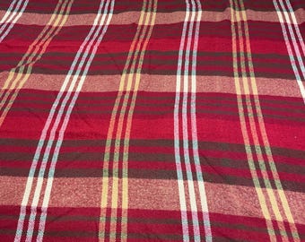 Red Plaid Stadium, Picnic, Throw Blanket Lightweight Fringed Ends 53x62 inch