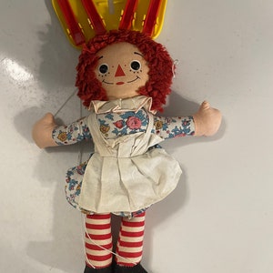 Raggedy Ann Rag Doll Marianetti Puppet 12-inch Needs Restrung Knickerbocker 1960&#39;s