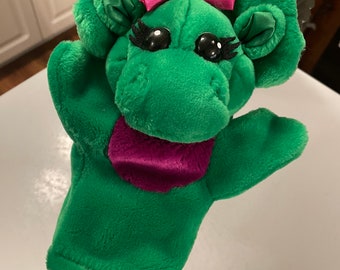Baby Bop Green Dinosaur Plush Hand Puppet Lyons Group 1990's