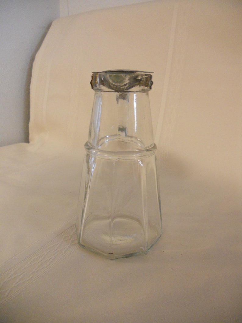 Vintage Glass Syrup Pitcher With Metal Slide Flip Lid 6 Inch Etsy