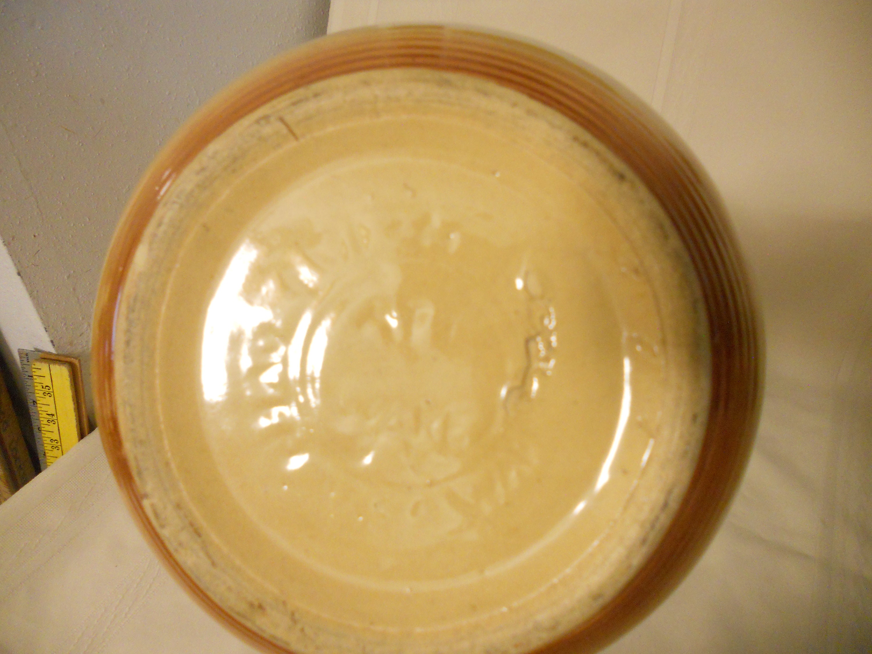 Large ATT Oven Ware Crock Pottery Glazed Bowl Tan and Brown 10 Etsy