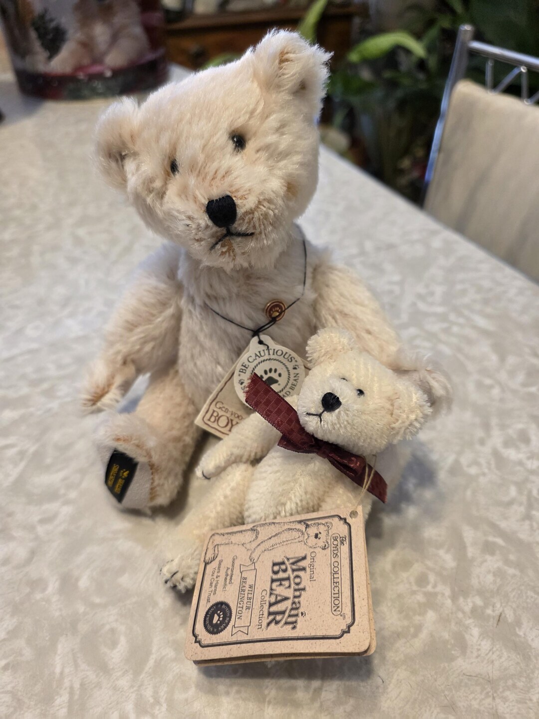 Boyds Mohair Teddy Bear Set: Teddy B & Wuzzie Wilbur, Vintage