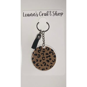Cheetah Print Acrylic Keychain | Personalized Keychain  | Gift Idea  | Key Ring | Personalized Gifts | Name Keychain | Keychain | Tassel