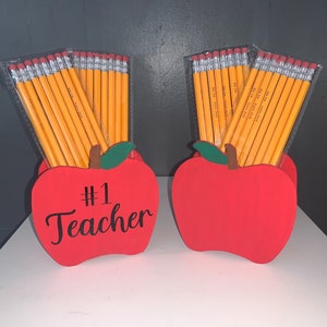 Teacher Apple Pencil Holder | Teacher Classroom Decor | #1 Teacher Teacher Gift | Pencil Holder | Desk Organizer Organization